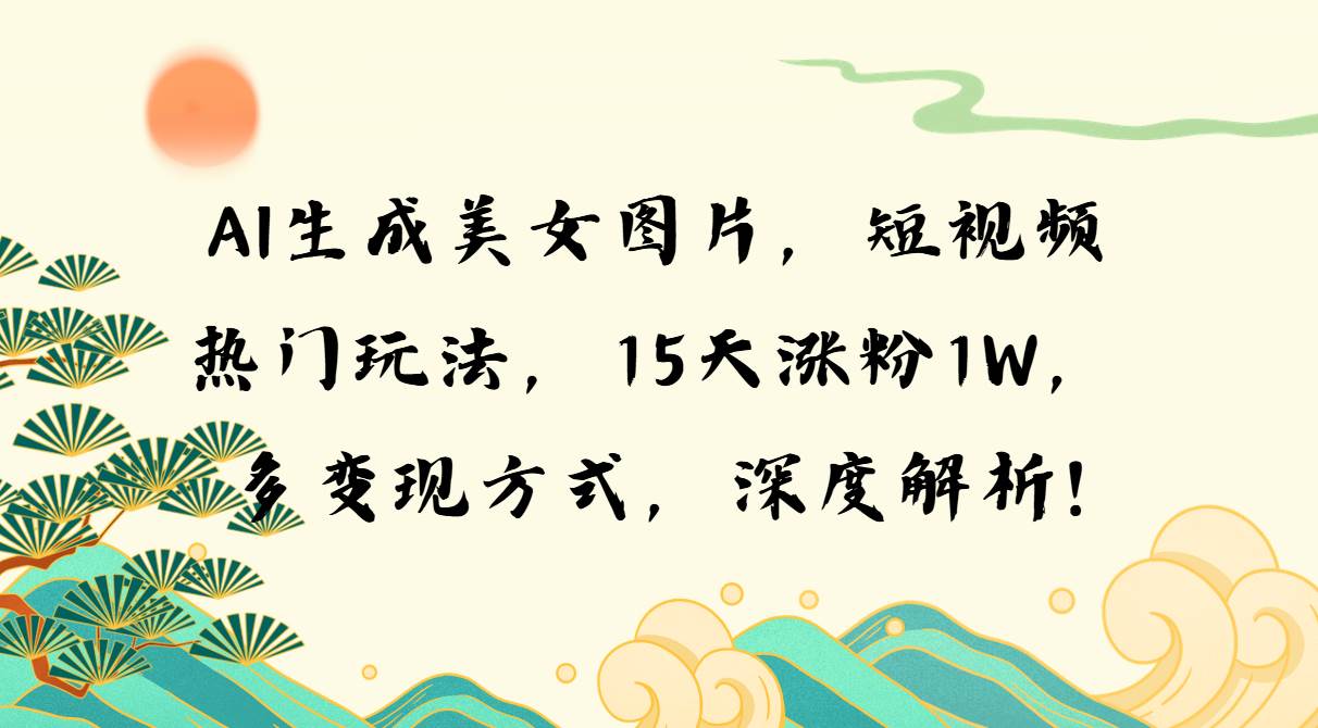 （13581期）AI生成美女图片，短视频热门玩法，15天涨粉1W，多变现方式，深度解析!远创网-专注分享副业落地实操课程 – 全网首发_高质量项目输出远创网