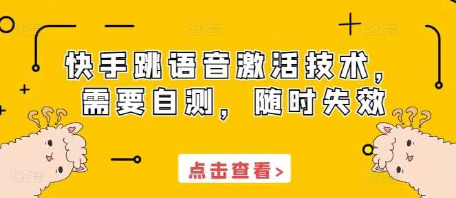 快手跳语音激活技术，需要自测，随时失效远创网-专注分享副业落地实操课程 – 全网首发_高质量项目输出远创网
