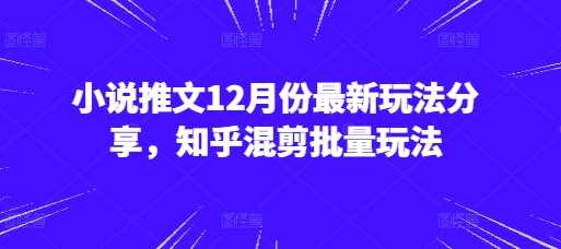 小说推文12月份最新玩法分享，知乎混剪批量玩法远创网-专注分享副业落地实操课程 – 全网首发_高质量项目输出远创网