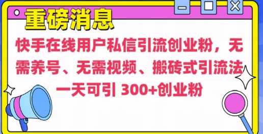 快手最新引流创业粉方法，无需养号、无需视频、搬砖式引流法【揭秘】远创网-专注分享副业落地实操课程 – 全网首发_高质量项目输出远创网