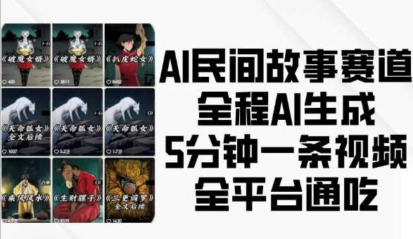 AI民间故事赛道，全程AI生成5分钟一条视频，全平台通吃远创网-专注分享副业落地实操课程 – 全网首发_高质量项目输出远创网