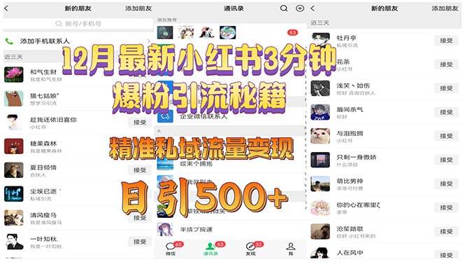 （13653期）12月最新小红书3分钟爆粉引流秘籍 精准私域流量变现 日引500+远创网-专注分享副业落地实操课程 – 全网首发_高质量项目输出远创网