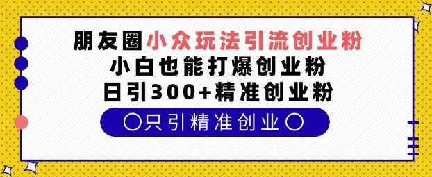 朋友圈小众玩法引流创业粉，小白也能打爆创业粉，日引300+精准创业粉【揭秘】远创网-专注分享副业落地实操课程 – 全网首发_高质量项目输出远创网