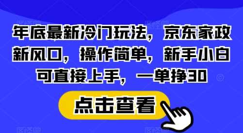 年底最新冷门玩法，京东家政新风口，操作简单，新手小白可直接上手，一单挣30【揭秘】远创网-专注分享副业落地实操课程 – 全网首发_高质量项目输出远创网