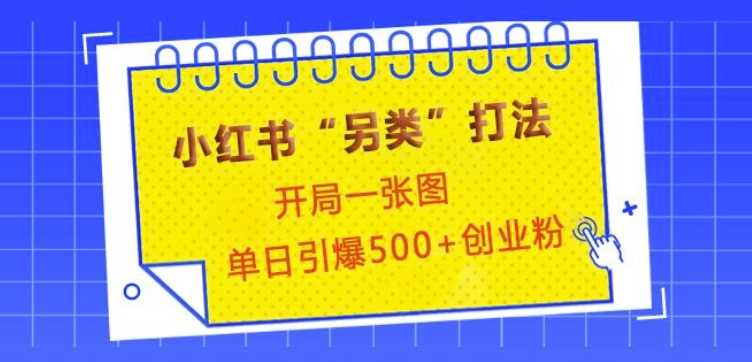 小红书“另类”打法，开局一张图，单日引爆500+精准创业粉【揭秘】远创网-专注分享副业落地实操课程 – 全网首发_高质量项目输出远创网