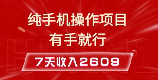 纯手机操作的小项目，有手就能做，7天收入2609+实操教程【揭秘】远创网-专注分享副业落地实操课程 – 全网首发_高质量项目输出远创网