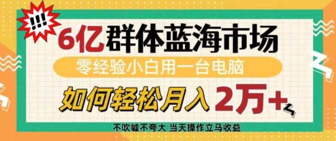 6亿群体蓝海市场，零经验小白用一台电脑，如何轻松月入过w【揭秘】远创网-专注分享副业落地实操课程 – 全网首发_高质量项目输出远创网