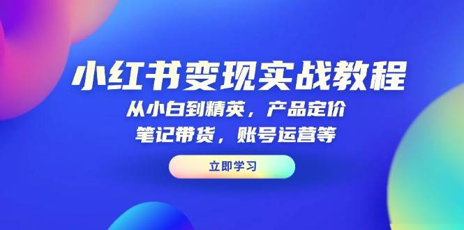 小红书变现实战教程：从小白到精英，产品定价，笔记带货，账号运营等远创网-专注分享副业落地实操课程 – 全网首发_高质量项目输出远创网