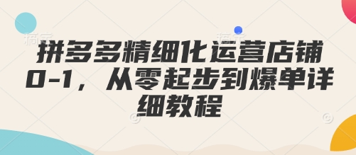 拼多多精细化运营店铺0-1，从零起步到爆单详细教程远创网-专注分享副业落地实操课程 – 全网首发_高质量项目输出远创网