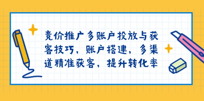 竞价推广多账户投放与获客技巧，账户搭建，多渠道精准获客，提升转化率远创网-专注分享副业落地实操课程 – 全网首发_高质量项目输出远创网