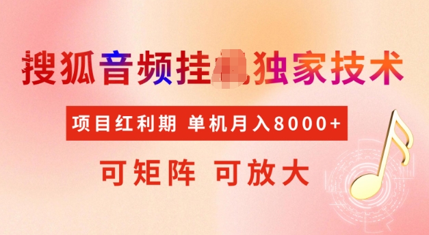 首发搜狐音频挂JI，项目红利期，可矩阵可放大，稳定月入5k【揭秘】远创网-专注分享副业落地实操课程 – 全网首发_高质量项目输出远创网