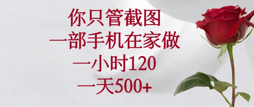 你只管截图，一部手机在家做，一小时120，一天500+远创网-专注分享副业落地实操课程 – 全网首发_高质量项目输出远创网