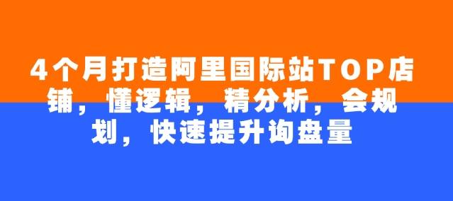 4个月打造阿里国际站TOP店铺，懂逻辑，精分析，会规划，快速提升询盘量远创网-专注分享副业落地实操课程 – 全网首发_高质量项目输出远创网