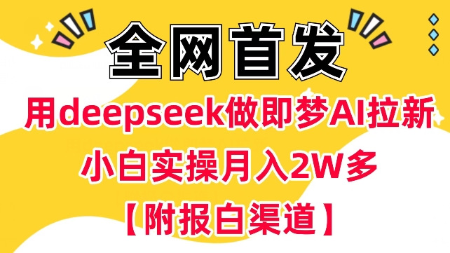 用deepseek做即梦Ai拉新 小白实操月入过W+【附报白渠道】远创网-专注分享副业落地实操课程 – 全网首发_高质量项目输出远创网