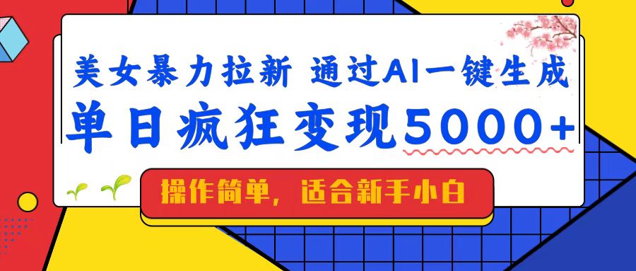 美女暴力拉新，通过AI一键生成，单日疯狂变现5000+，纯小白一学就会！远创网-专注分享副业落地实操课程 – 全网首发_高质量项目输出远创网