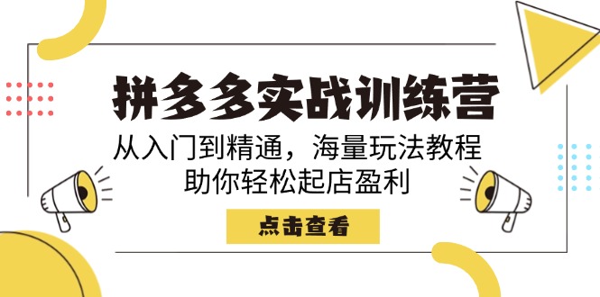拼多多实战训练营，从入门到精通，海量玩法教程，助你轻松起店盈利远创网-专注分享副业落地实操课程 – 全网首发_高质量项目输出远创网