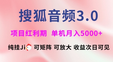 搜狐音频挂ji3.0.可矩阵可放大，独家技术，稳定月入5000+【揭秘】远创网-专注分享副业落地实操课程 – 全网首发_高质量项目输出远创网