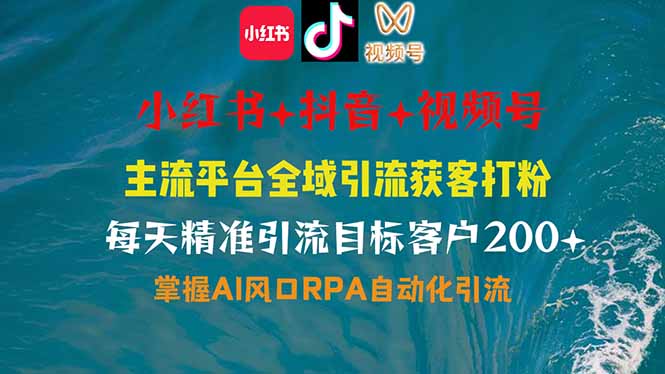 小红书、抖音、视频号全域多平台引流获客，日引目标客户200+，RPA自动…远创网-专注分享副业落地实操课程 – 全网首发_高质量项目输出远创网