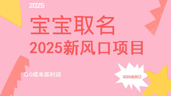 2025新风口项目宝宝取名，0成本高利润，附保姆级教程，月入过万不是梦远创网-专注分享副业落地实操课程 – 全网首发_高质量项目输出远创网