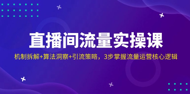 直播间流量实操课：机制拆解+算法洞察+引流策略，3步掌握流量运营核心逻辑远创网-专注分享副业落地实操课程 – 全网首发_高质量项目输出远创网