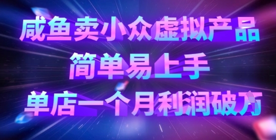 咸鱼卖小众虚拟产品，简单易上手，单店一个月利润破W远创网-专注分享副业落地实操课程 – 全网首发_高质量项目输出远创网