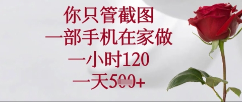 你只管截图，一部手机在家操作，一小时120.一天5张【揭秘】远创网-专注分享副业落地实操课程 – 全网首发_高质量项目输出远创网