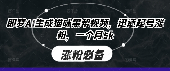 即梦AI生成猫咪黑帮视频，迅速起号涨粉，一个月5k远创网-专注分享副业落地实操课程 – 全网首发_高质量项目输出远创网