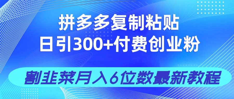 拼多多复制粘贴日引300+付费创业粉，割韭菜月入6位数最新教程！远创网-专注分享副业落地实操课程 – 全网首发_高质量项目输出远创网