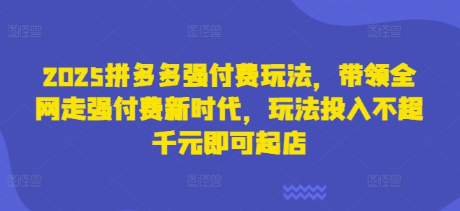 2025拼多多强付费玩法，带领全网走强付费新时代，玩法投入不超千元即可起店远创网-专注分享副业落地实操课程 – 全网首发_高质量项目输出远创网