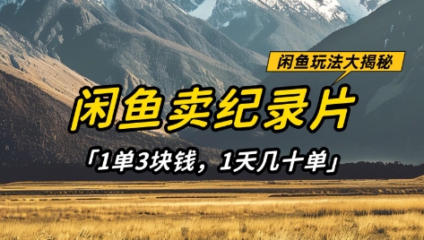 闲鱼卖纪录片1单3块钱，1天几十单，项目稳定有潜力远创网-专注分享副业落地实操课程 – 全网首发_高质量项目输出远创网