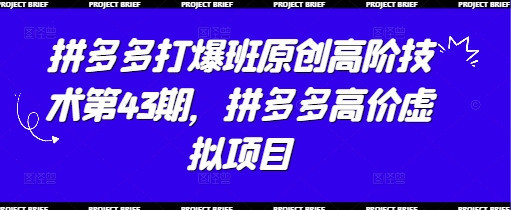 拼多多打爆班原创高阶技术第43期，拼多多高价虚拟项目远创网-专注分享副业落地实操课程 – 全网首发_高质量项目输出远创网