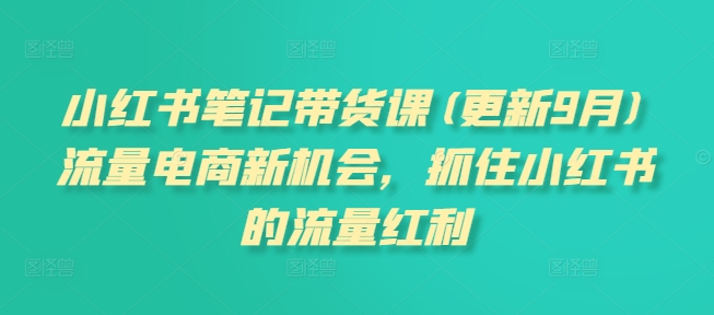 小红书笔记带货课(更新25年4月)流量电商新机会，抓住小红书的流量红利远创网-专注分享副业落地实操课程 – 全网首发_高质量项目输出远创网