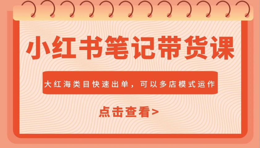 小红书笔记带货课，大红海类目快速出单，市场大，可以多店模式运作(更新)远创网-专注分享副业落地实操课程 – 全网首发_高质量项目输出远创网