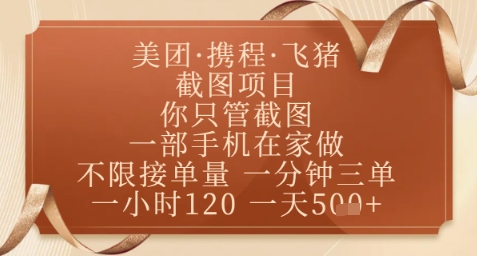 飞猪美团截图项目，你只管截图，一部手机在家做，正规平台无套路，一天5张+【揭秘】远创网-专注分享副业落地实操课程 – 全网首发_高质量项目输出远创网