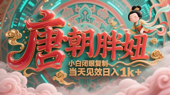 用AI克隆“唐朝胖妞”日更3条，平台疯狂推流，小白闭眼复制，当天见效，日入1k+远创网-专注分享副业落地实操课程 – 全网首发_高质量项目输出远创网
