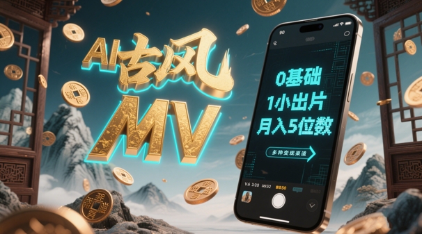 AI一键生成古风音乐MV，0剪辑基础1小时出片，多种变现渠道，一部手机月入5位数远创网-专注分享副业落地实操课程 – 全网首发_高质量项目输出远创网