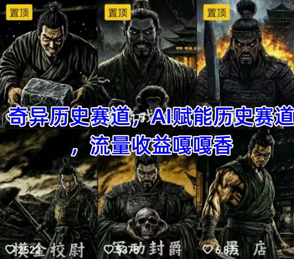 抖音奇异历史赛道，AI赋能历史赛道，流量收益嘎嘎香，狂撸伙伴计划远创网-专注分享副业落地实操课程 – 全网首发_高质量项目输出远创网