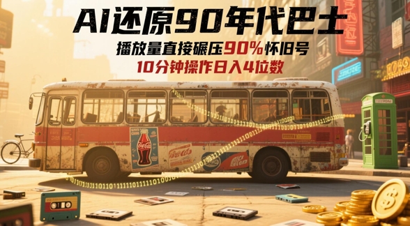 AI还原90年代巴士，一帧就让70后泪崩，播放量直接碾压90%怀旧号，每天操作十分钟，日入四位数远创网-专注分享副业落地实操课程 – 全网首发_高质量项目输出远创网