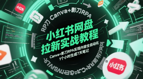 小红书网盘拉新实战教程，Canva+影刀RPA实现内容全自动化，1个小时生成7天笔记远创网-专注分享副业落地实操课程 – 全网首发_高质量项目输出远创网