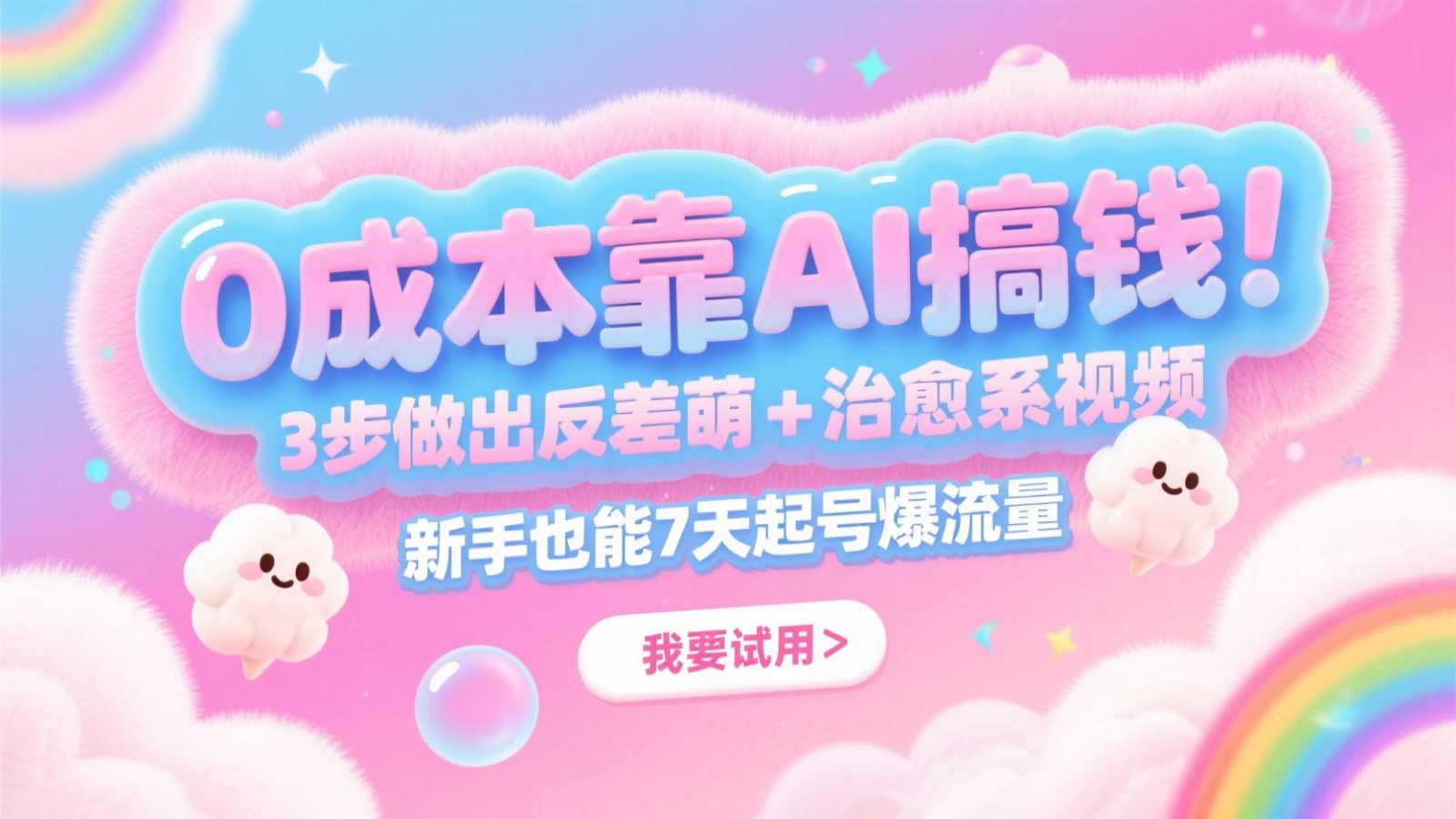 0成本靠AI搞钱！3步做出反差萌+治愈系视频，新手也能7天起号爆流量，月入5位数远创网-专注分享副业落地实操课程 – 全网首发_高质量项目输出远创网