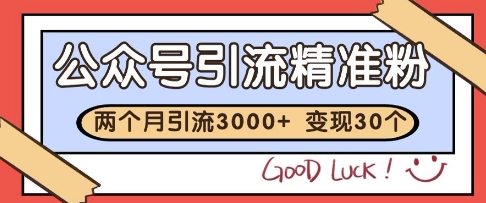 公众号精准粉引流玩法，2个月3000+精准粉，变现30个W【揭秘】远创网-专注分享副业落地实操课程 – 全网首发_高质量项目输出远创网