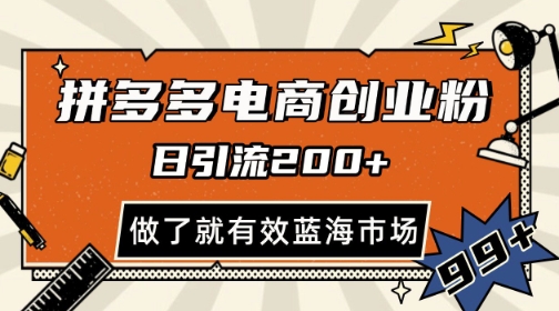 拼多多引流电商创业粉，日引200+，可矩阵放大，做了就有效【揭秘】远创网-专注分享副业落地实操课程 – 全网首发_高质量项目输出远创网