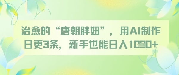 治愈的“唐朝胖妞”，用AI制作日更3条，新手也能日入多张远创网-专注分享副业落地实操课程 – 全网首发_高质量项目输出远创网