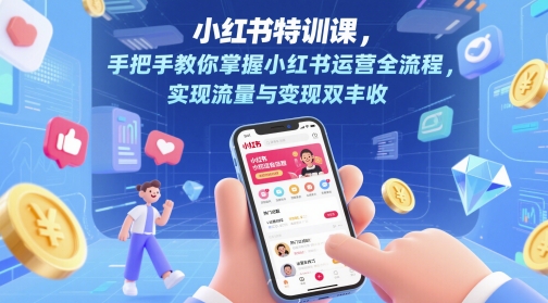 小红书特训课，手把手教你掌握小红书运营全流程，实现流量与变现双丰收远创网-专注分享副业落地实操课程 – 全网首发_高质量项目输出远创网