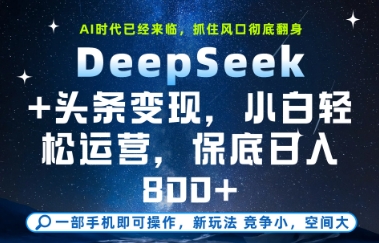 DeepSeek+头条变现，保姆级教学，小白轻松上手，日入8张+【揭秘】远创网-专注分享副业落地实操课程 – 全网首发_高质量项目输出远创网