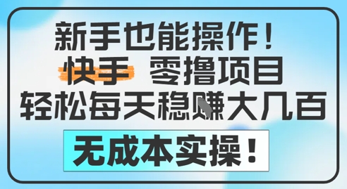 新手也能操作，快手零撸挣米，轻松每天挣2-5张，完全无成本远创网-专注分享副业落地实操课程 – 全网首发_高质量项目输出远创网
