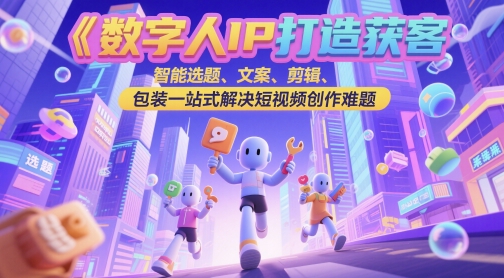 数字人IP打造获客变现实操课，智能选题、文案、剪辑、包装一站式解决短视频创作难题远创网-专注分享副业落地实操课程 – 全网首发_高质量项目输出远创网