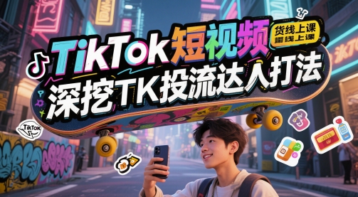 TikTok短视频带货线上课，深挖TK投流达人打法远创网-专注分享副业落地实操课程 – 全网首发_高质量项目输出远创网