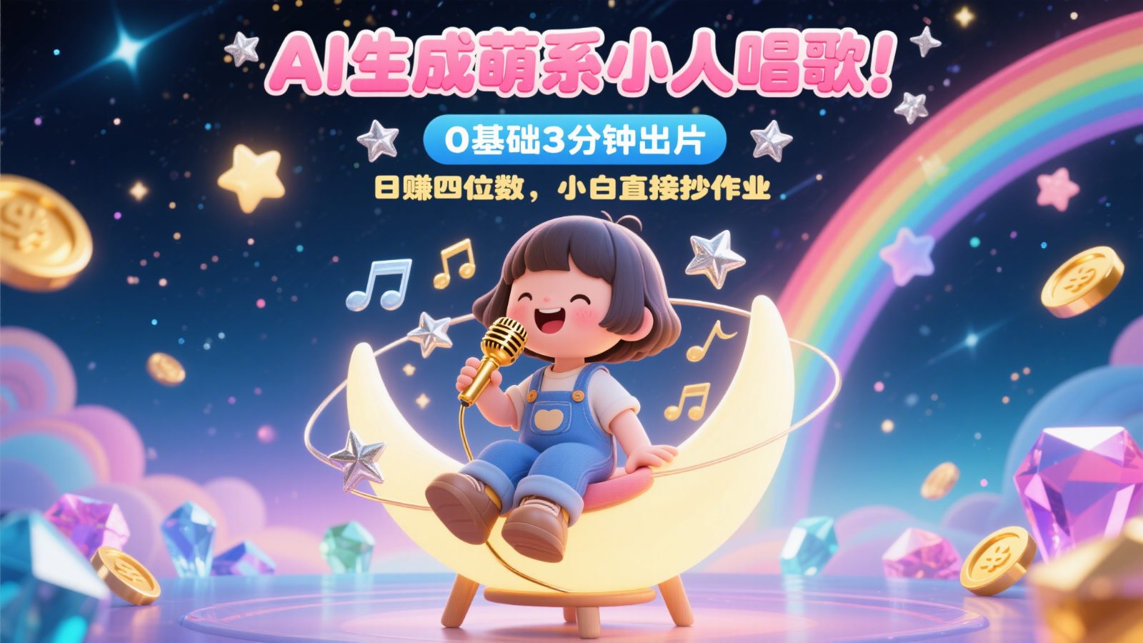 AI生成萌系小人唱歌！0基础3分钟出片，28个作品涨粉9万，日赚四位数，小白直接抄作业远创网-专注分享副业落地实操课程 – 全网首发_高质量项目输出远创网