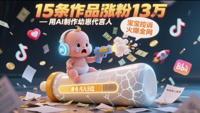 用AI制作幼崽代言人，宝宝的控诉火爆全网，15条作品涨粉13W，单号月入5位数实操教程远创网-专注分享副业落地实操课程 – 全网首发_高质量项目输出远创网